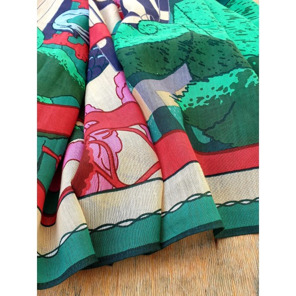 Inoui Editions medvilnės skara JARDIN FUCHSIA